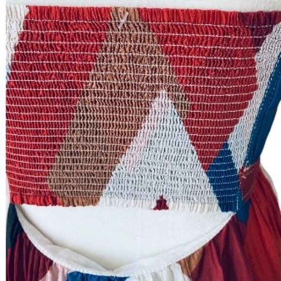 Banana Republic Isa Cotton-Silk   Geometric Maxi Dress Sz 4 - Picture 7 of 11